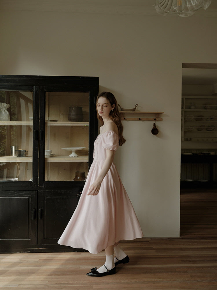Square Neck Lace-Up Princess Dress
