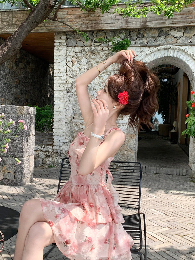 Romantic Rose Blossom Layered Dress