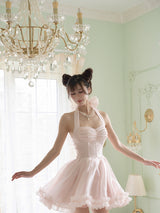 Luminous Blush Halter Dress