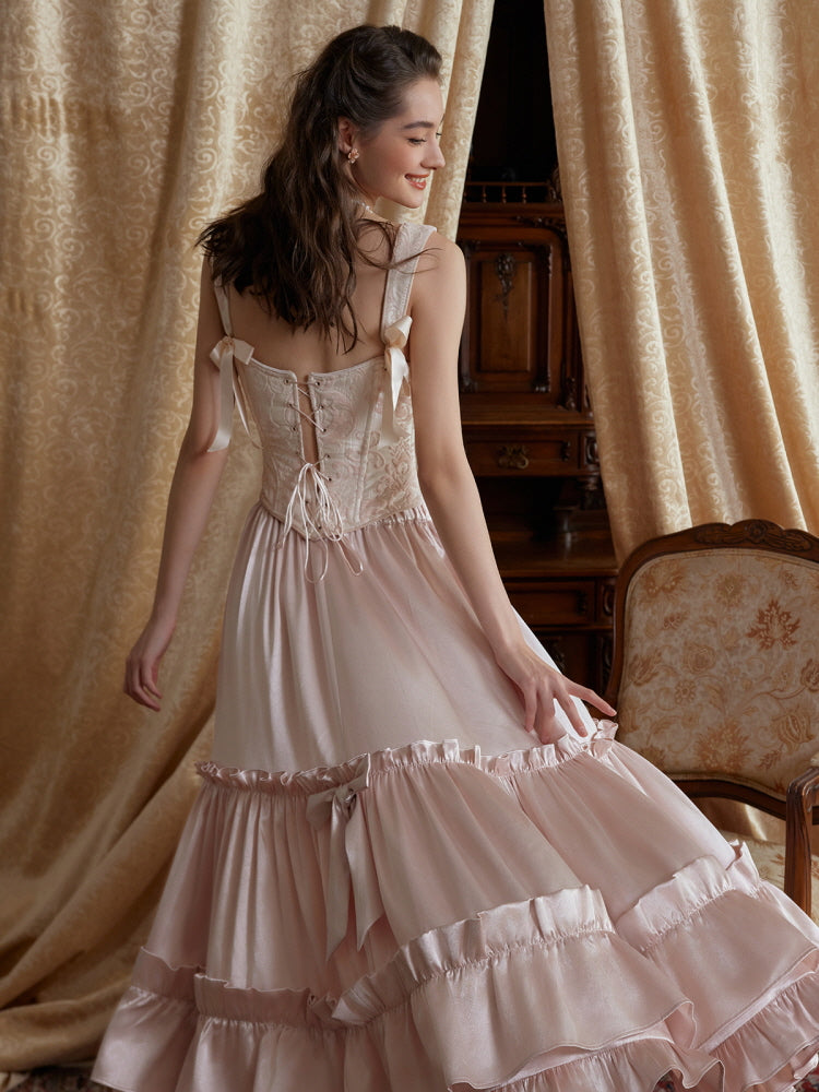 Regal Rose Corset & Satin Skirt Set