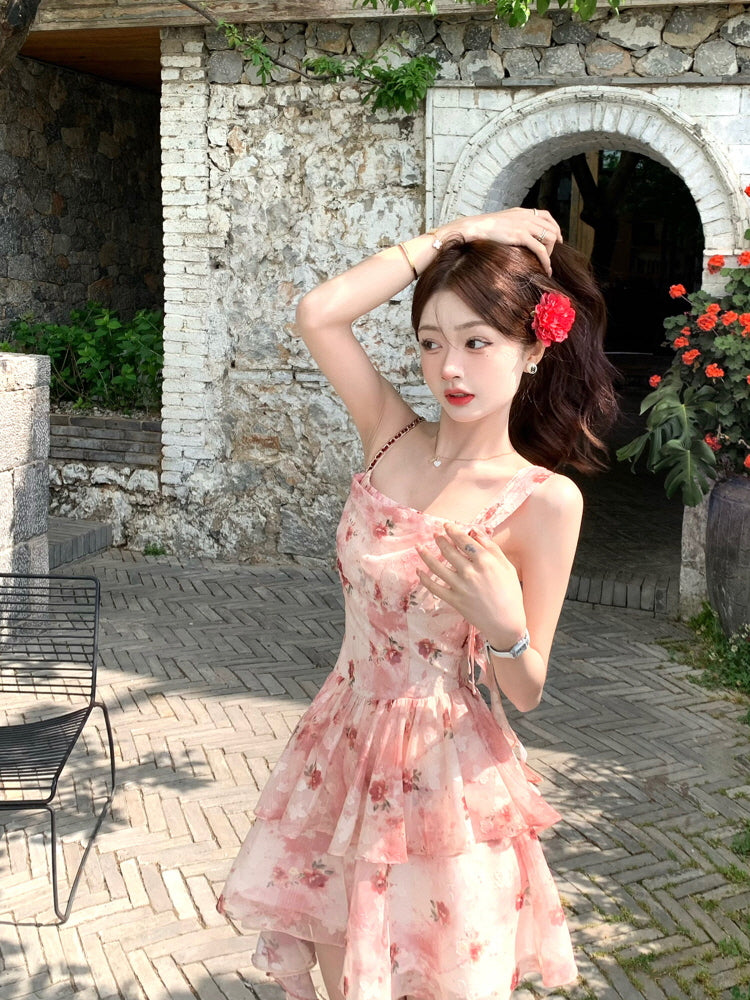 Romantic Rose Blossom Layered Dress