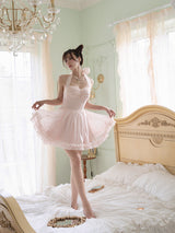 Luminous Blush Halter Dress