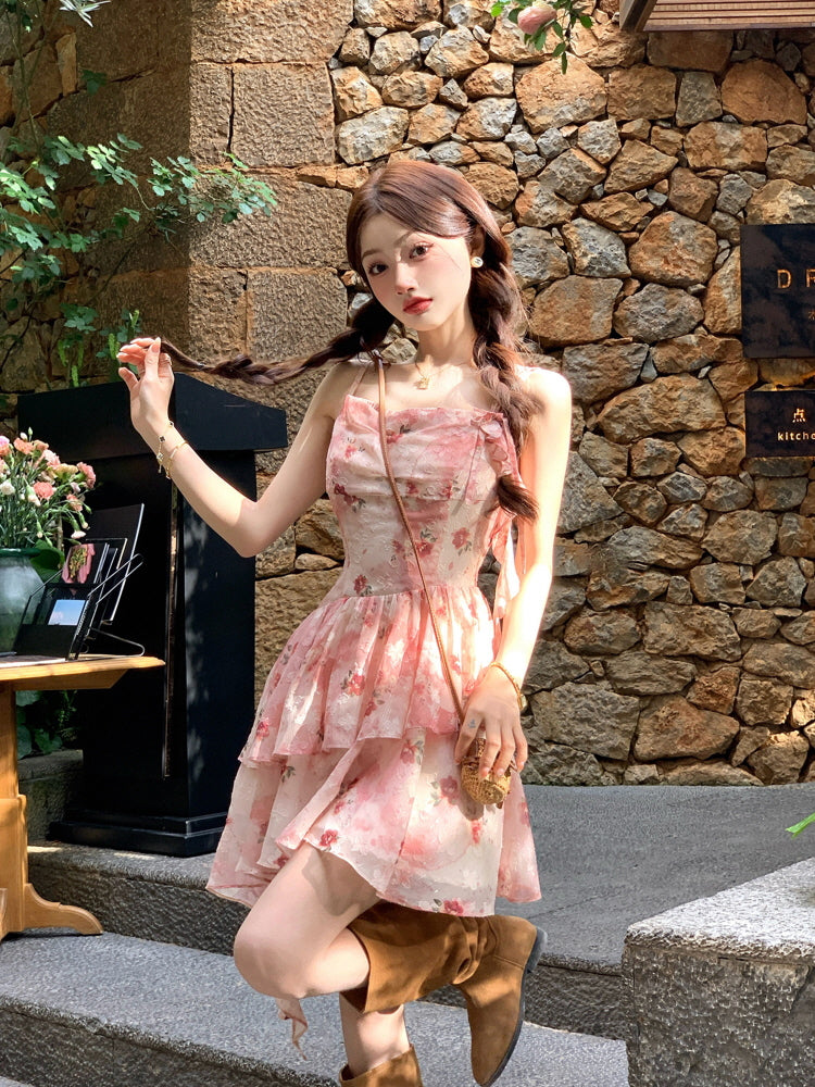 Romantic Rose Blossom Layered Dress