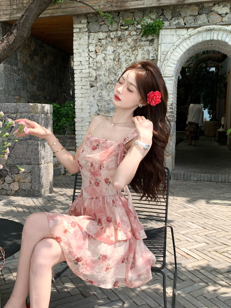 Romantic Rose Blossom Layered Dress