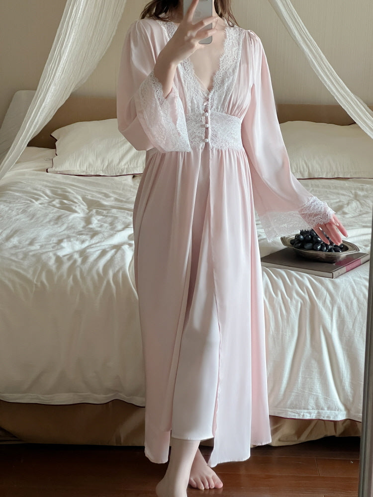 Moonlight Petal Long Nightgown Set