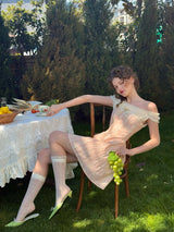 Garden Poem Off-Shoulder Dress
