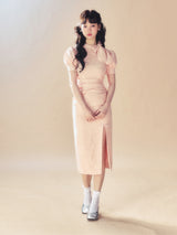 Vintage Bow Puff Sleeve Dress