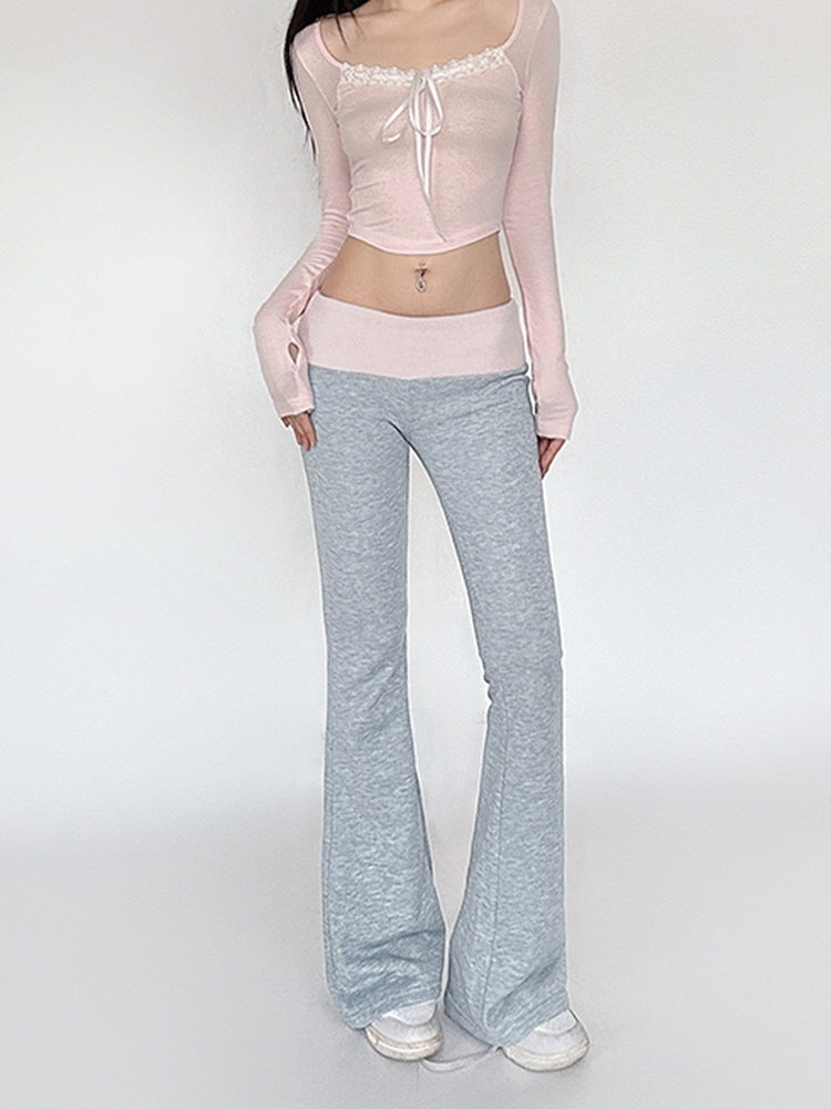 Sweet Ribbon Lace Cropped Top