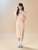 Vintage Bow Puff Sleeve Dress