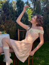 Garden Poem Off-Shoulder Dress