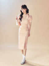 Vintage Bow Puff Sleeve Dress