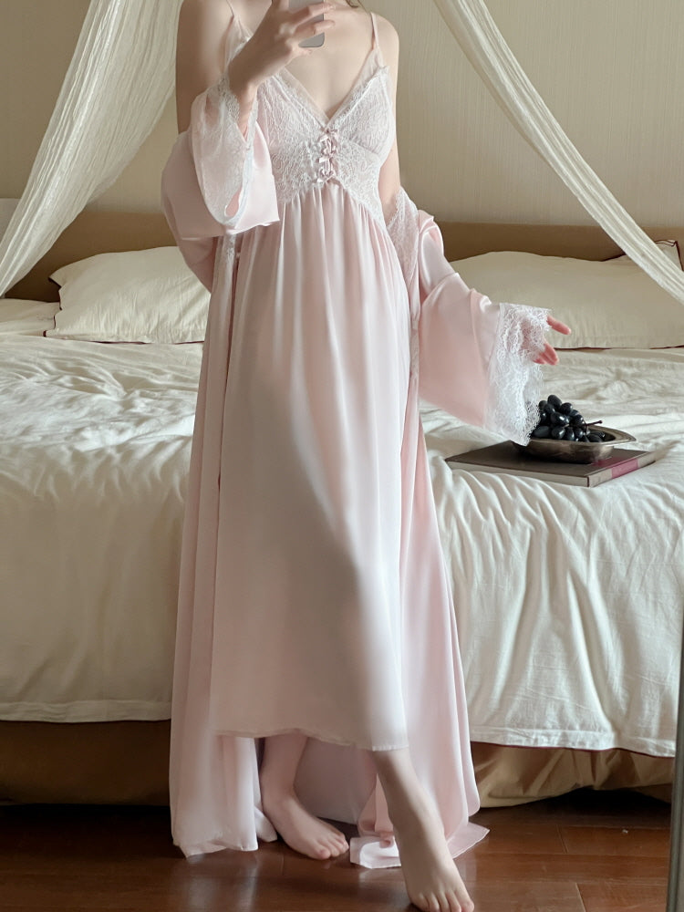 Moonlight Petal Long Nightgown Set