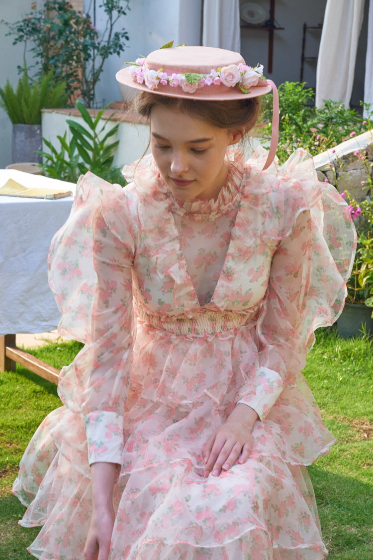 Garden Breeze Tiered Chiffon Dress