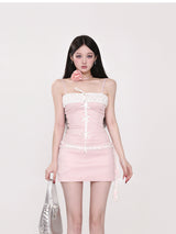 Coquette Satin Ribbon Lace-Up Corset Camisole