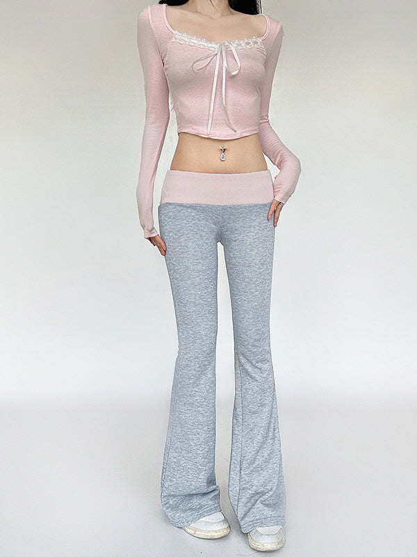 Sweet Ribbon Lace Cropped Top