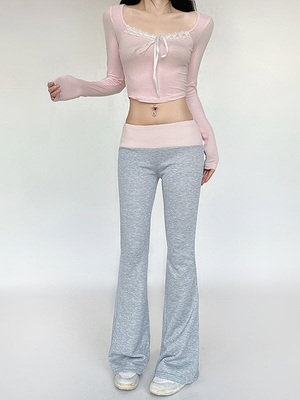 Sweet Ribbon Lace Cropped Top