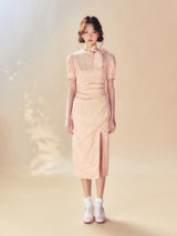 Vintage Bow Puff Sleeve Dress