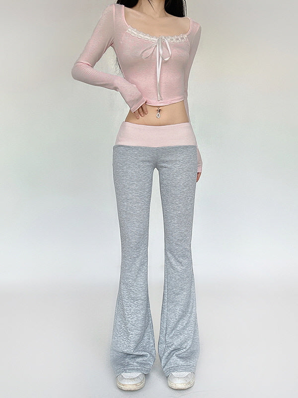 Sweet Ribbon Lace Cropped Top