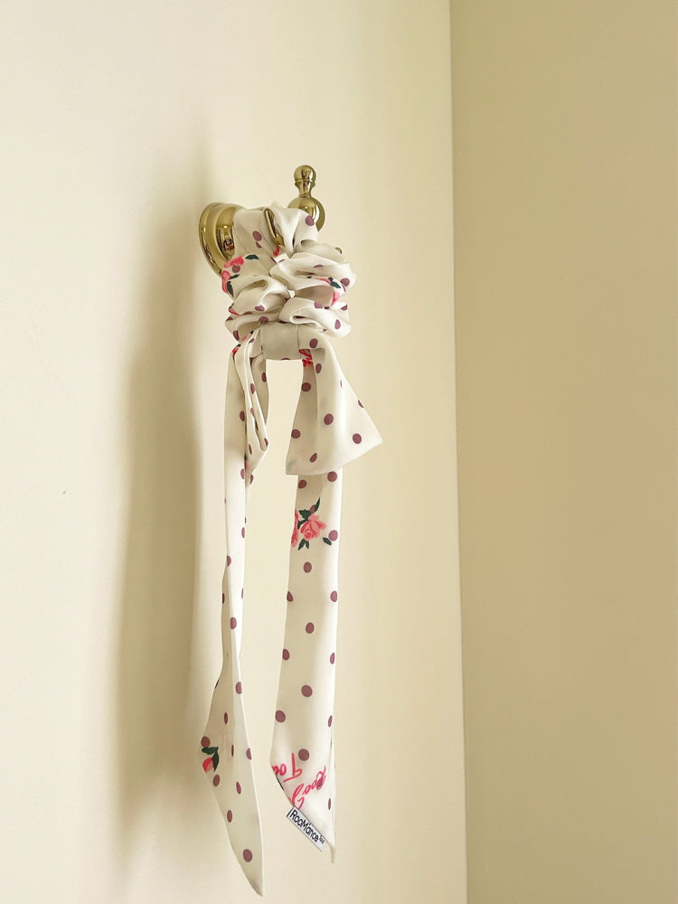 Dot Rose Fairy Ribbon Scrunchie