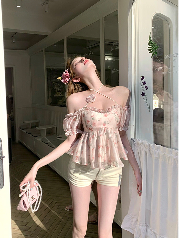 Rosy Whimsy Peplum Blouse
