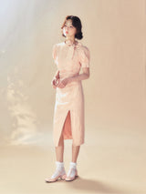 Vintage Bow Puff Sleeve Dress