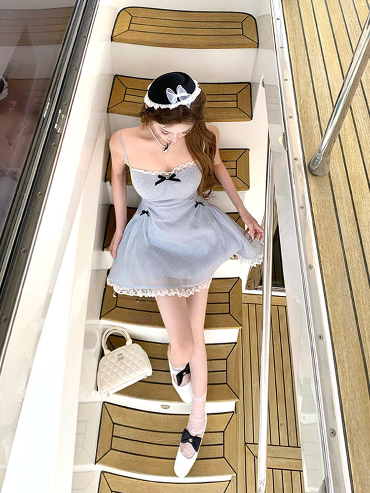 Lace Bow Polka Princess Dress