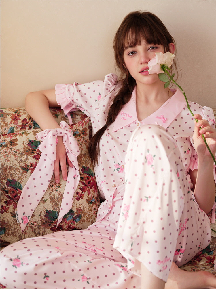 Dot Rose Fairy Ribbon Scrunchie