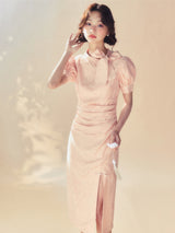 Vintage Bow Puff Sleeve Dress