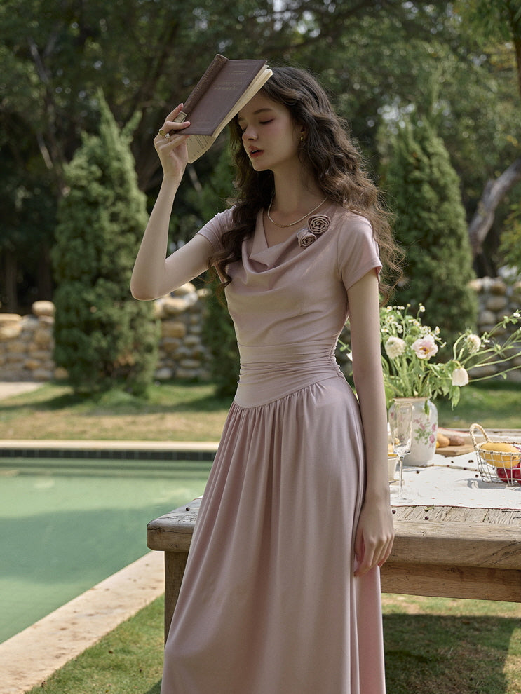 Blush Poem Draped Midi Dress