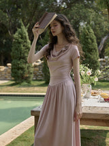 Blush Poem Draped Midi Dress