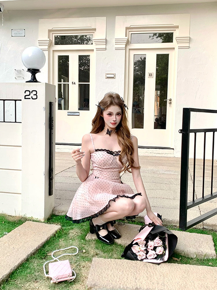 Lace Bow Polka Princess Dress
