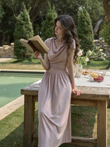 Blush Poem Draped Midi Dress