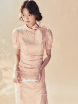 Vintage Bow Puff Sleeve Dress