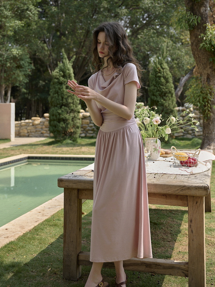 Blush Poem Draped Midi Dress