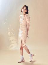 Vintage Bow Puff Sleeve Dress