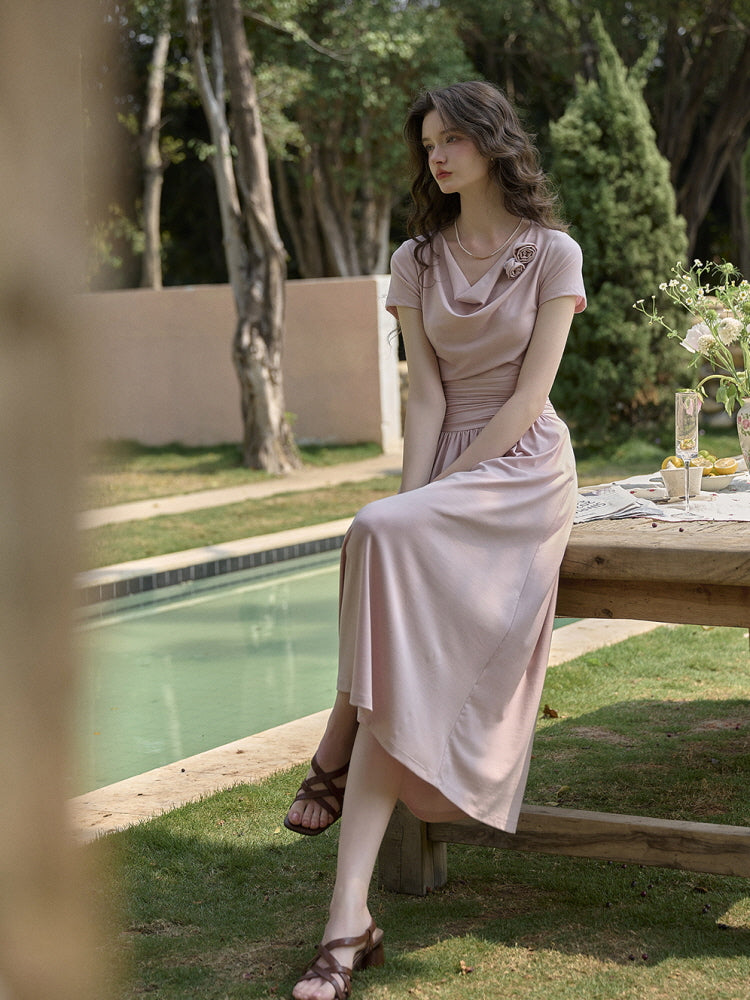 Blush Poem Draped Midi Dress