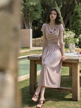 Blush Poem Draped Midi Dress