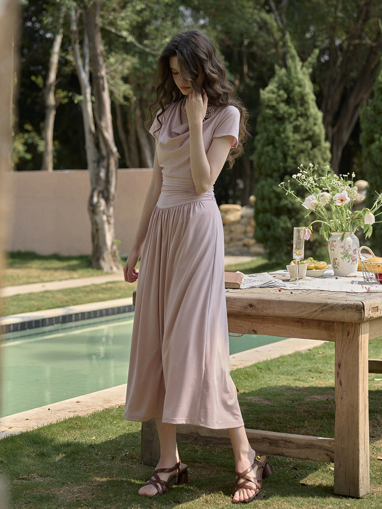 Blush Poem Draped Midi Dress