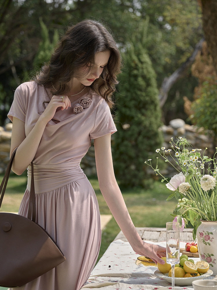 Blush Poem Draped Midi Dress