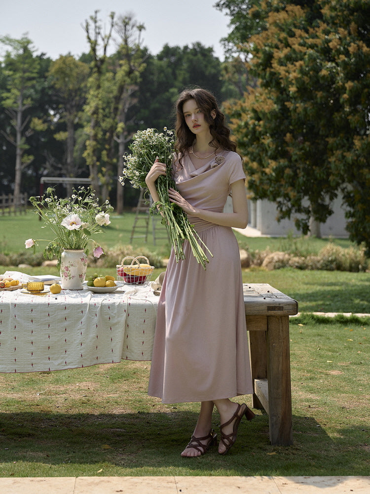 Blush Poem Draped Midi Dress