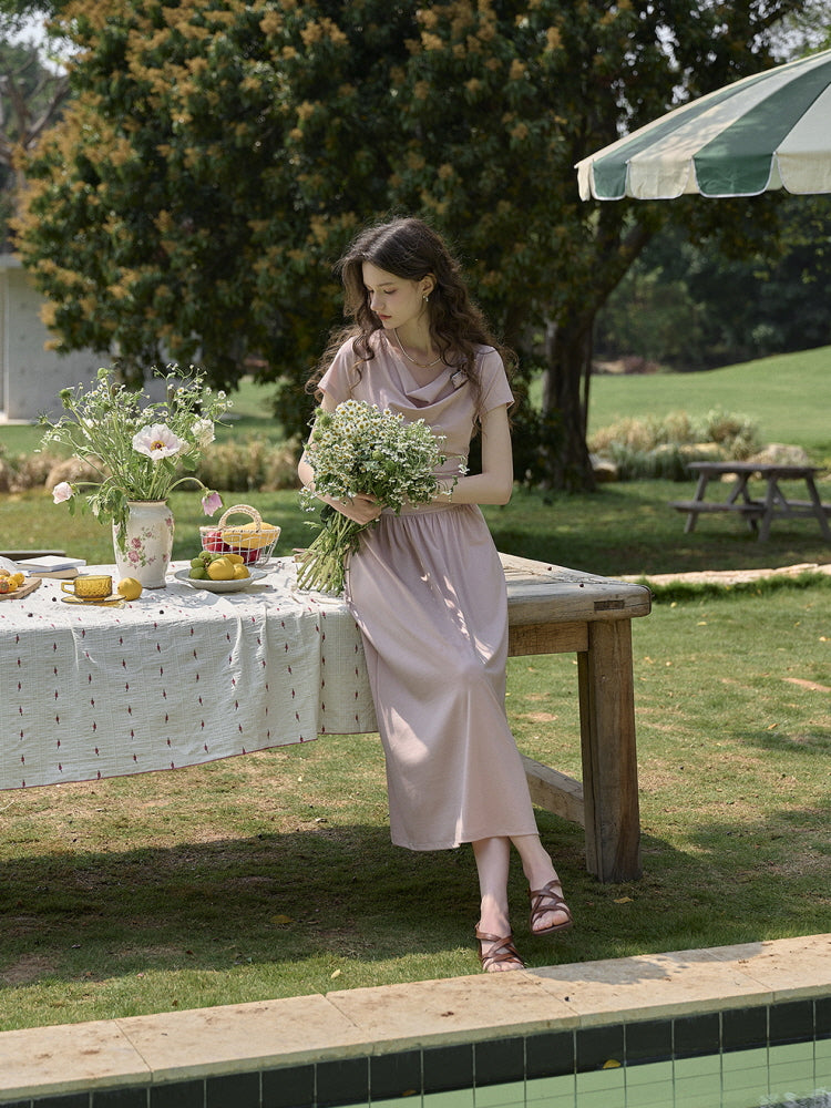 Blush Poem Draped Midi Dress