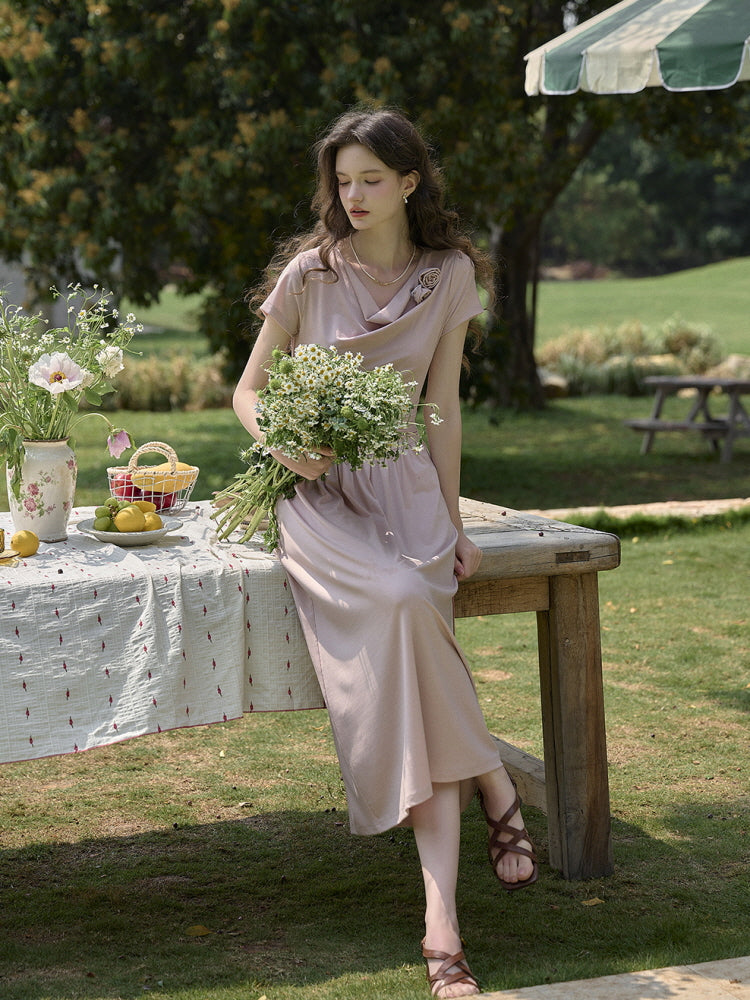Blush Poem Draped Midi Dress
