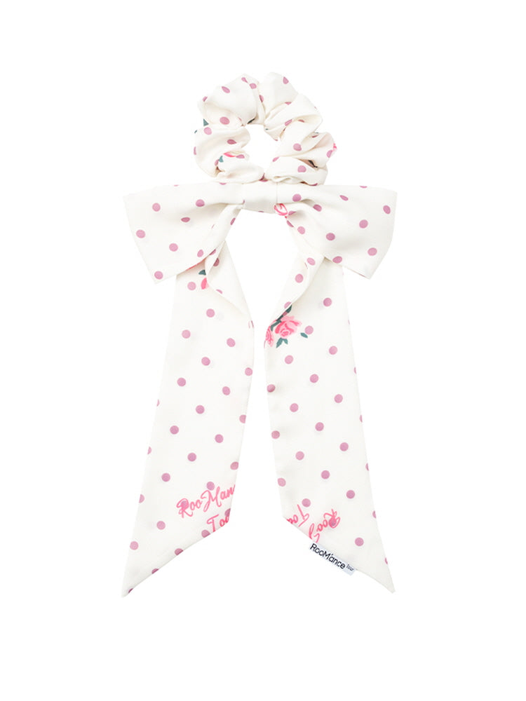 Dot Rose Fairy Ribbon Scrunchie