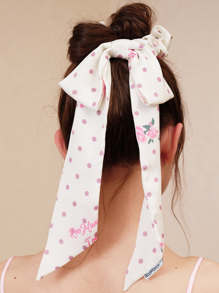 Dot Rose Fairy Ribbon Scrunchie
