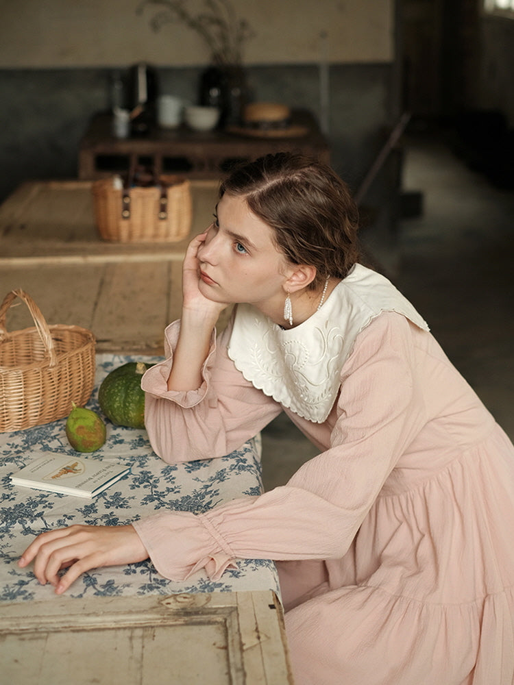 Victorian Embroidered Collar Dress