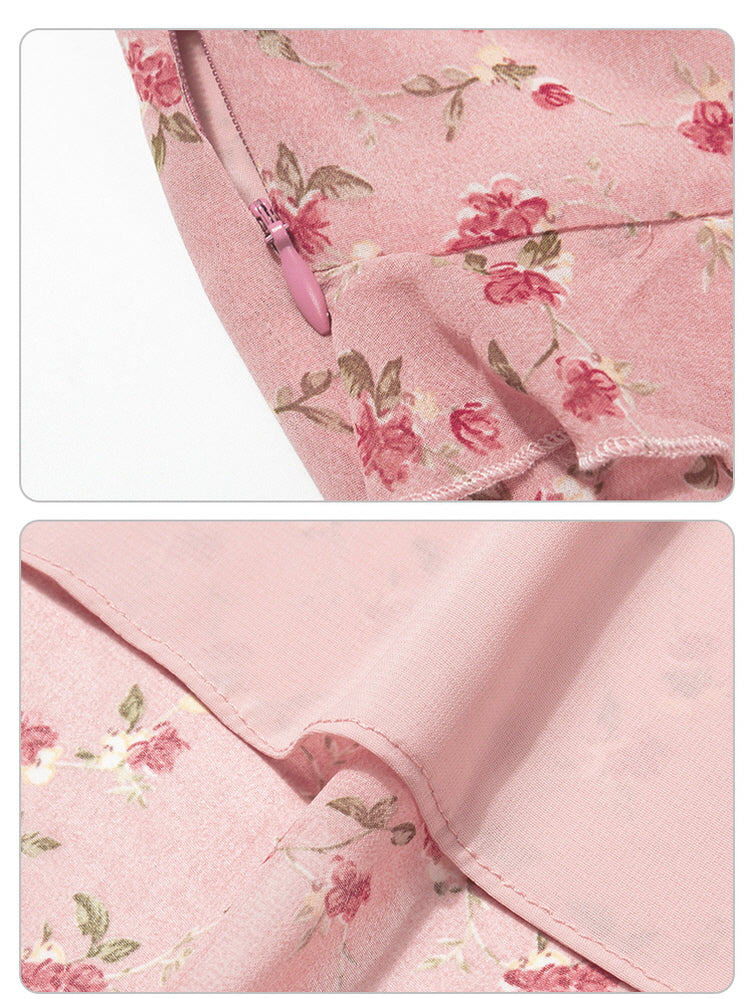 Rosé Garden Ruffle Dress