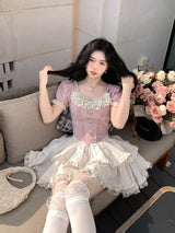 Lace-Tiered Corset Skirt
