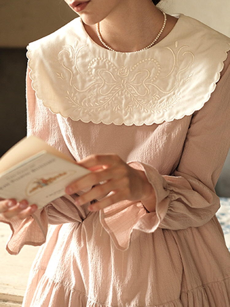 Victorian Embroidered Collar Dress