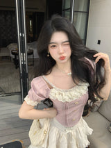 Lace-Tiered Corset Skirt