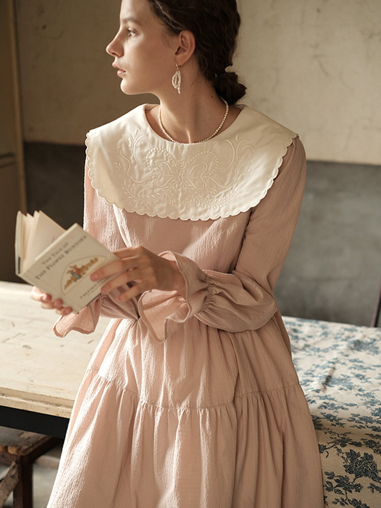 Victorian Embroidered Collar Dress